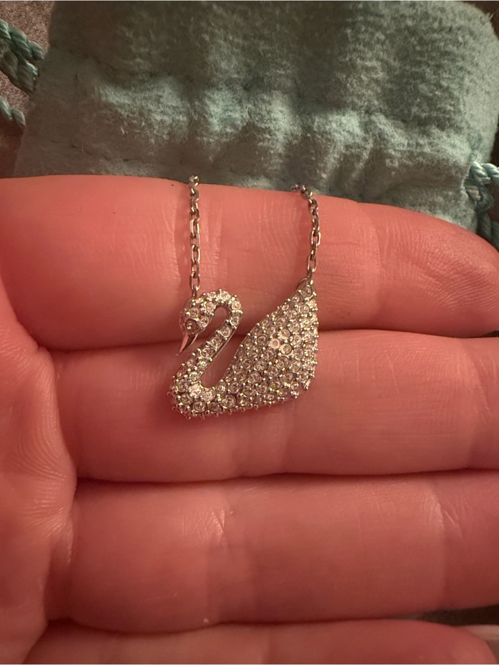 Swarovski Crystal Swan Pendant Necklace in Silver